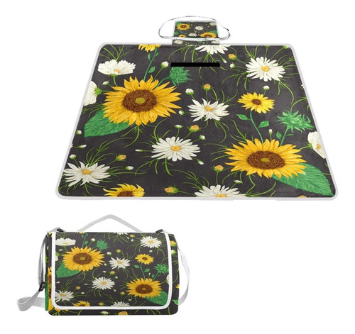 Naanle Hermoso Girasol Floral Manta Picnic Aire Ultima Bolsa