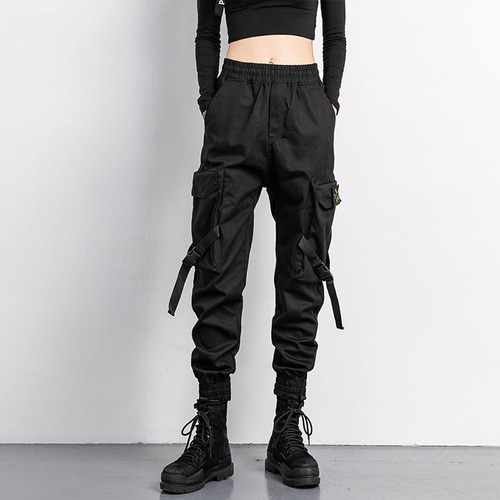 Mujer Elástica Cintura Suelta Streetwear Cargo Pantalones Mu