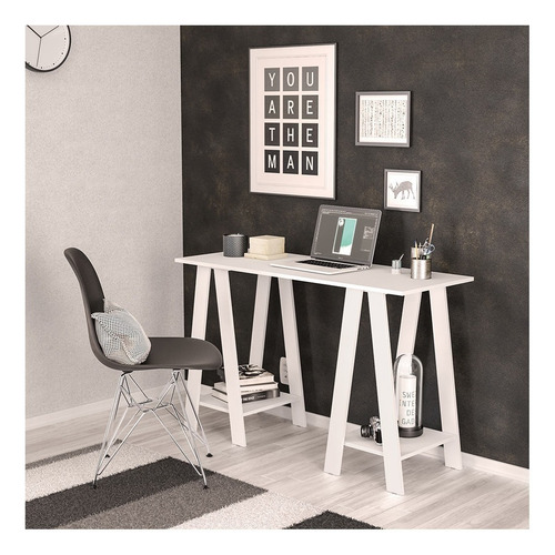 Imagem 3 de 4 de Escrivaninha Politorno Delta mdp de 120cm x 75.5cm x 45cm branco