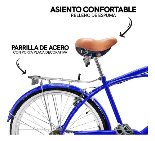 Bicicleta Cruisier Urbana R26 Hombre Vintage Freno V-brake Color Azul Tamaño del cuadro M