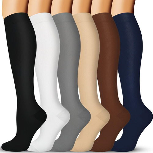 6 Pares De Calcetines De Compresión De Tela Suave