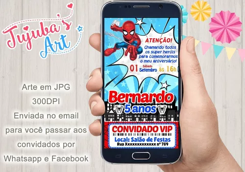 Convite Homem Aranha Digital Online Virtual Festa Whatsapp