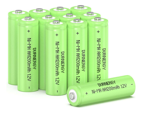 Durnergy Paquete De 12 Baterias Aa Recargables, Doble A, 120