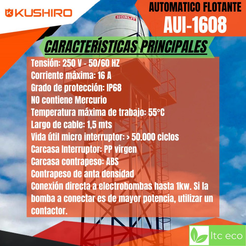 Imagen 3 de 10 de Automatico Flotante Para Tanque De Agua O Cisterna Kushiro