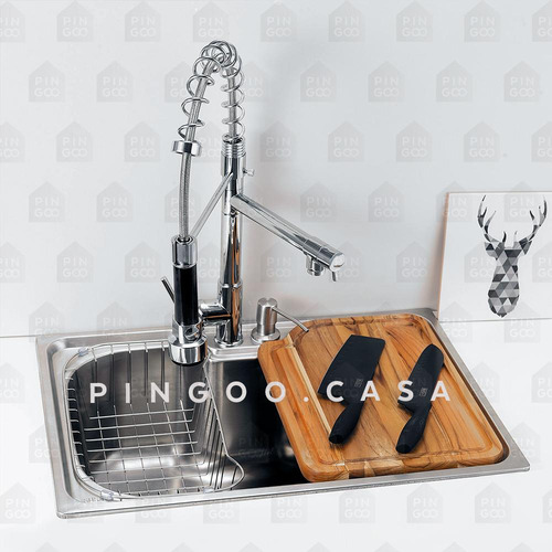 Cuba para cozinha simple Pingoo.casa Borari KITHCA41HTC17SDA3 de aço inoxidável color prata acetinado