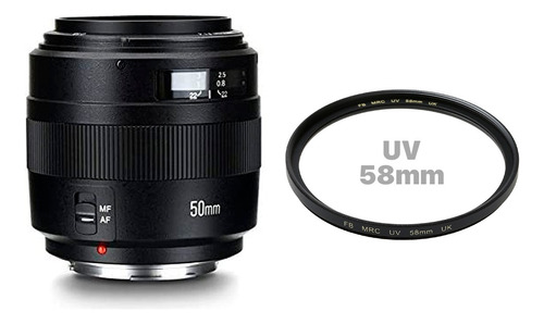 Combo Lente Yn50mm 1.4 Montura Canon + Filtro Uv 58mm