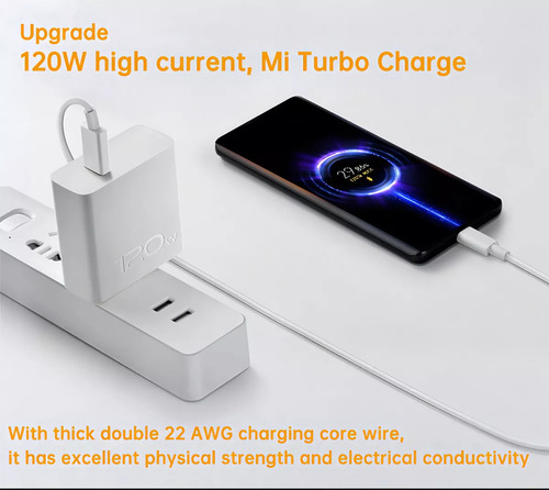 Cable para Xiaomi 1.5m Turbo Charge 120W Carga Rapida 6A Hypercharge / Mi Turbo Charge 120 W /67 W /55 W /50 W /40 W /33 W /30 W /22.5 W Para Todos Los Modelos