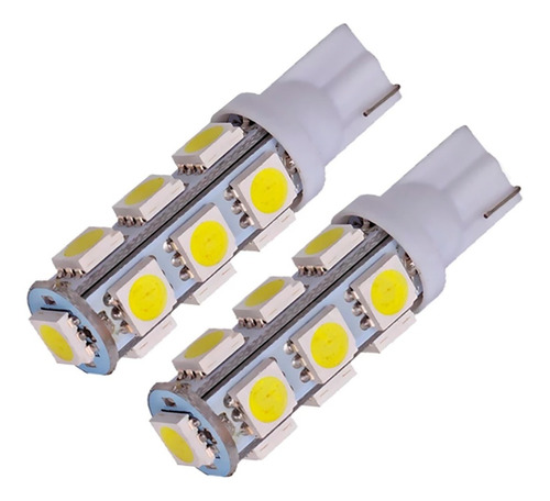 02 Lampadas Led Automotiva Cor Branco Soquete T10 14 Leds