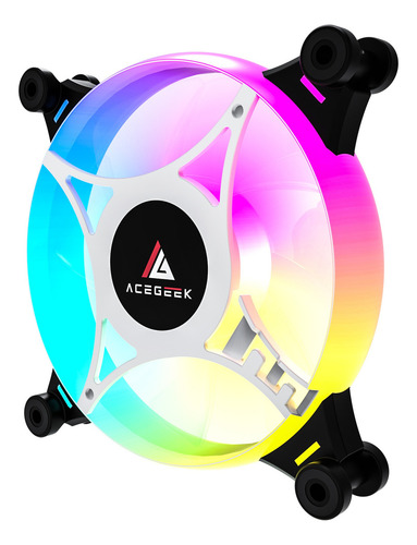 Kit Ventoinha Acegeek Crystal, 5x120mm, Argb, Preto