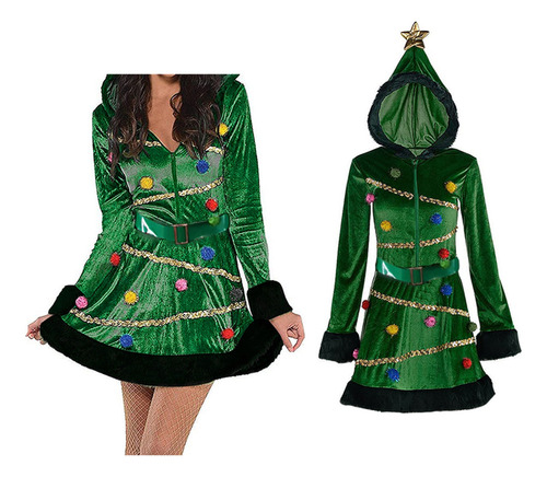 Vestido De Árbol De Navidad Para Mujer, Disfraz Elegante De Z