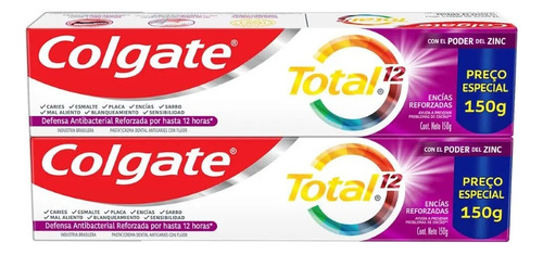 Creme Dental Gengiva Reforçada Colgate Total 12 150g 2un