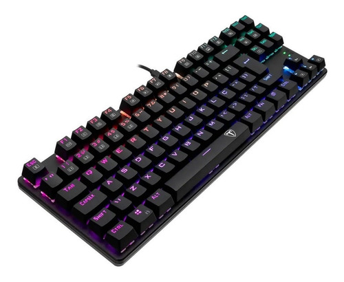 Imagen 3 de 6 de Teclado gamer T-Dagger Bora T-TGK315 QWERTY T-Dagger Red español color negro con luz RGB