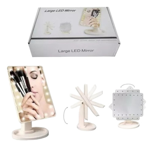 Espejo Con Luz Led Tactil Usb Portatil Giratorio