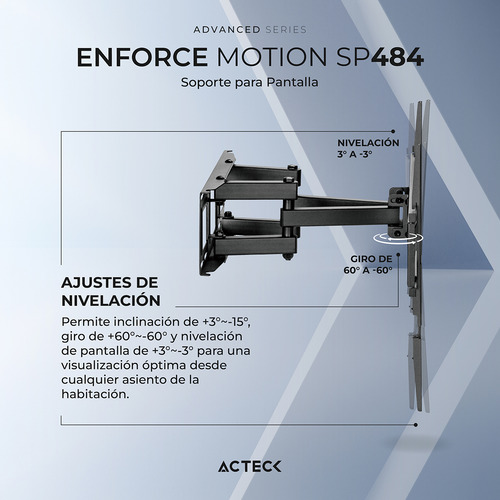 Soporte Smart Tv Acteck Motion Sp484 37 A 80 Pulgadas 40kg
