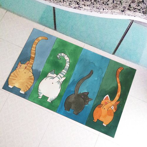 Felpudo De Bienvenida Antideslizante Con Diseño De Gato