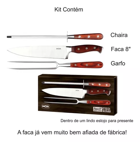 Kit Churrasco Garfo e Faca com Estojo Único