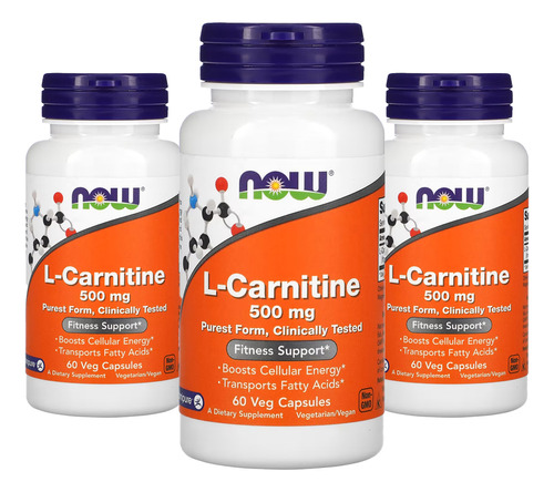 L Carnitina Now Foods 500mg 60veg Capsulas 3un Sabor Sem sabor