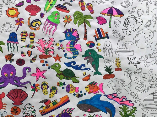 The Coloring Table Oceantime Fun Design - Mantel Cuadrado -