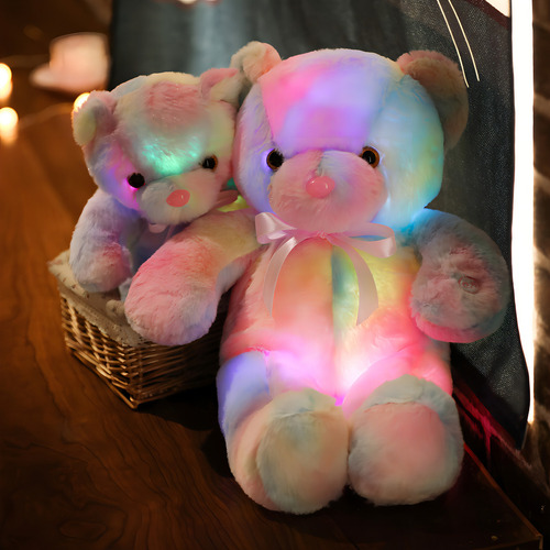 Nueva muñeca colorida para niños, arcoíris, oso de peluche LED, color, postura de pie