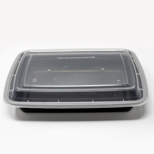 Contenedor Rectangular 28oz, Topper Wow, 50 Jgos, Reciclable Color Negro