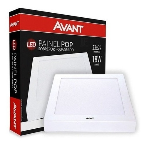 Painel Plafon Led 18w Avant Sobrepor Quadrado Branco Quente