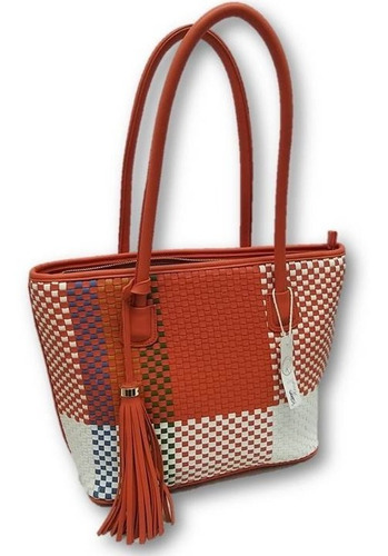Imagen 1 de 5 de Bolso De Dama Tejido Tipo Textil Naranja Ab4c70