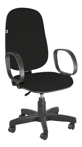Imagem 1 de 1 de Cadeira de escritório Shop Cadeiras Presidente giratória braços  preta com estofado de tecido