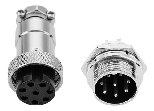 Par Conector Redondo Gx16 Mike 8 Vias
