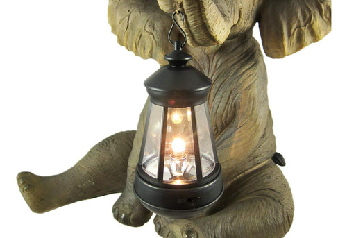 Encantadora Estatua De Elefante Africano Con Linterna, Adora