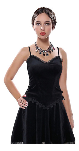 Blusa Escote Corazón Terciopelo Encaje Agujeta Corset Gotica