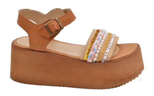 Sandalias Gomones Goma Eva Mujer Alta Cuero Lentejuelas 905p