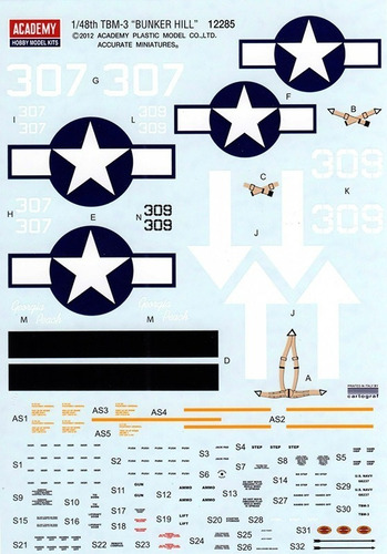 Avión Tbm-3 Uss Bunker Hill Academy 12285 Esc 1/48