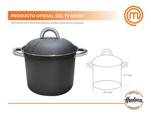 Cacerola Hudson Alta 24 Cm Con Tapa De Acero Carbono