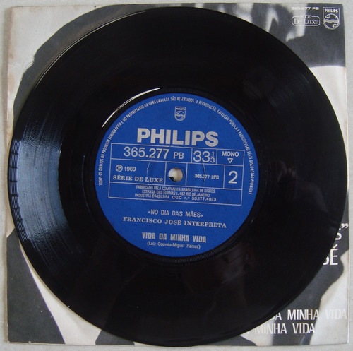 Francisco José 1969 No Dia Das Mães, Vinil Compacto 7 Poleg.