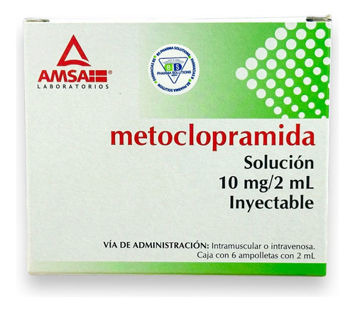 Metoclopramida 10mg/2ml Inyectable C/6 Ampolletas Amsa