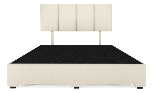 Cama Recamara Base Box Madera Tapiz Napole Individual Beige Urban