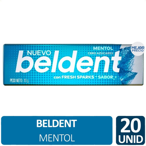 Chicle Beldent Mentol Cero Azucares Sin Tacc 20 Unidades