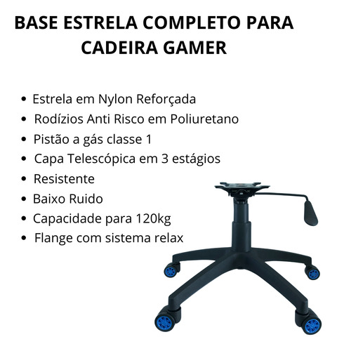 Base Estrela Completa Ergonomica Giratoria Escritorio Gamer