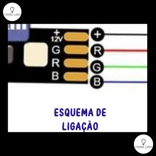 Kit 05 Tira LED con conector recto Rgb 5050 3528, 4 vías, sin soldadura, 12/24 V