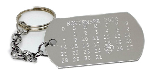 Calendario Llavero Con Tu Fecha Personalizada Medalla Grabad