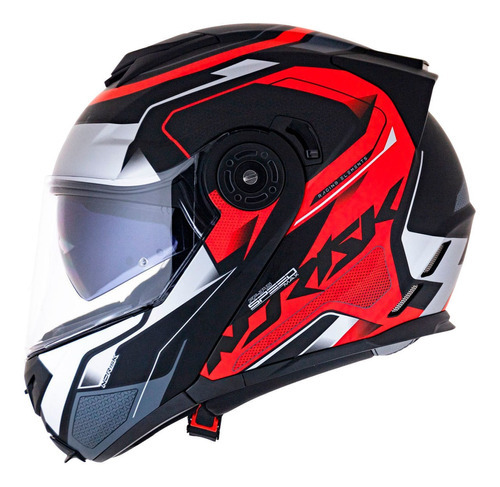 Capacete Articulado Norisk Ff345 Route Speedmax Red Fosco Cor Preto/Cinza/Vermelho Desenho Speed Max Tamanho do capacete 59-60 L