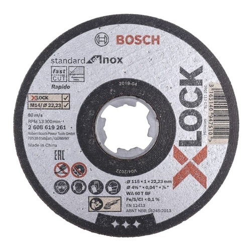 Disco X-lock De Corte Standard For Inox Bosch 115mm