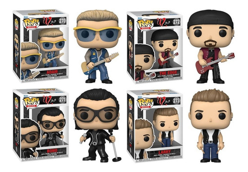 U2 Bono, Edge, Larry, Adam + Bono Con Carro 5 Pack Funko