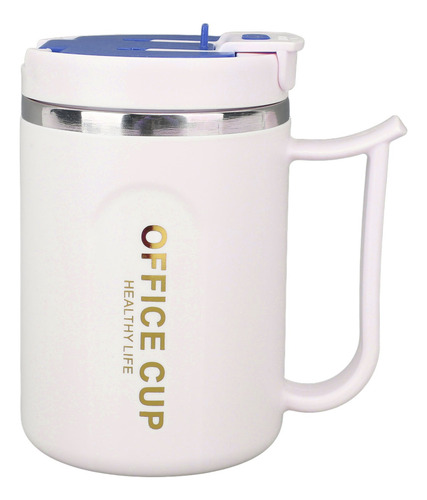 Taza Con Mango Y Tapa De Acero Inoxidable Azul 304 Con Aisla
