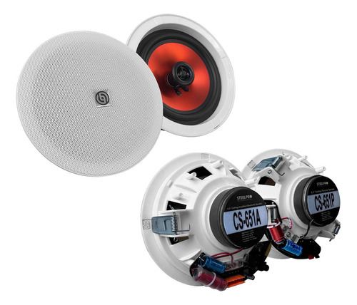 4 Bocinas Plafon Activa +pasivas Steelpro Cs-651 Bluettoth Color Blanco