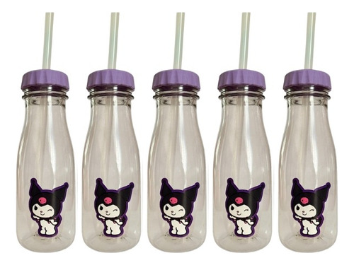 Botellita Souvenir C/tapa Y Sorbete Temática A Elección X15u Kuromi