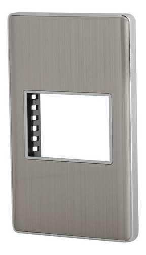 Placa De Acero Inox Con 1 Ventana 1.5 Módulos, Volteck 47818 Color Gris