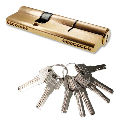 Cilindro Puerta Blindada Multi Anclaje 90mm Leva Centrada Bronce