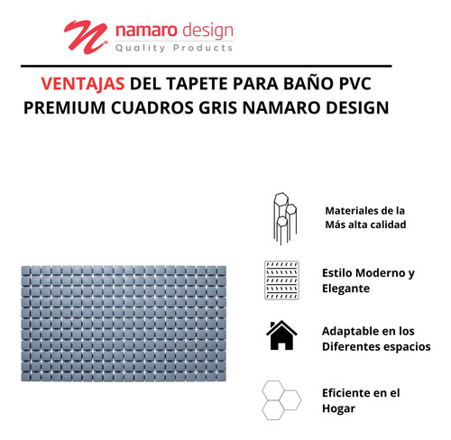 Tapete Para Baño Pvc Premium Cuadros Gris Namaro Design