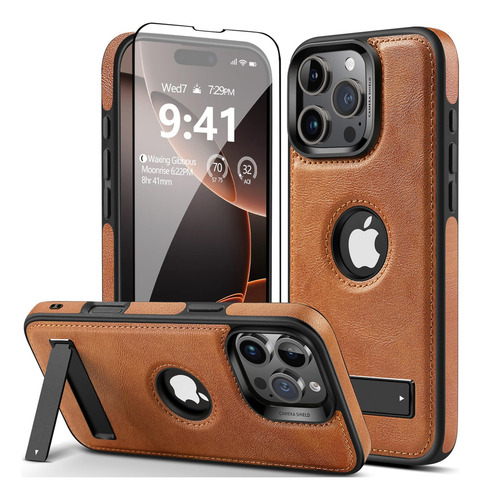 Capa De Couro Magnética Resistente Wtcase Para iPhone 16 Pro